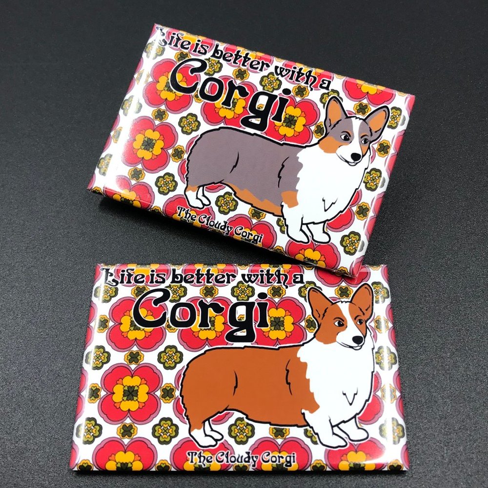 Psychedelic Corgi Cartoon Handmade Magnet Set